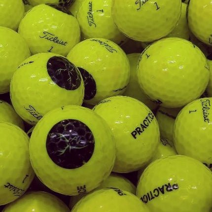 Titleist Tour Practice Yellow Logo BC Grade Used Golf Balls | 300 Balls Per Case [REF#052725A] (7446579904594) (7446596976722)